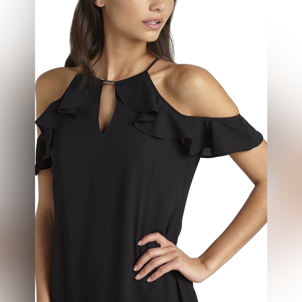 Size 6 Lipsy London blouse black open shoulder